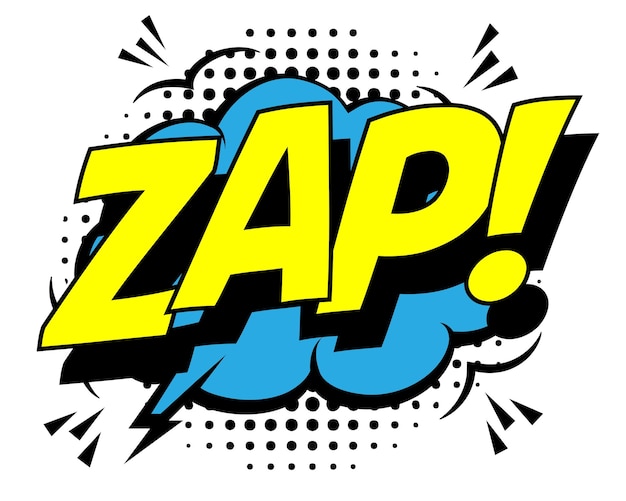 Zap depicted in bold colors pop art style