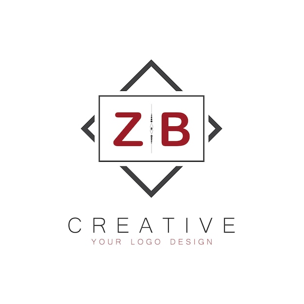 Vector zb initial monogram logo with creative square style design