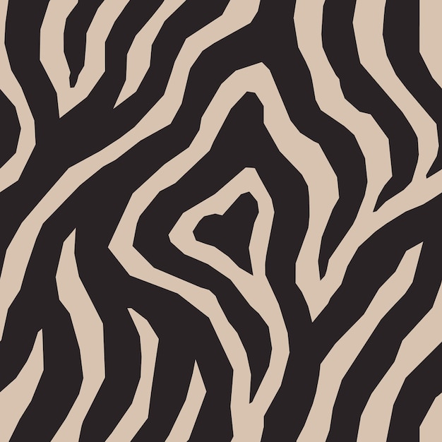 Zebra Beige Black Geometric Seamless Pattern Abstract African Tiger Stripes Vector Background