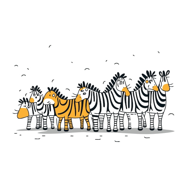 Zebra family Vector illustration of cute cartoon zebra family