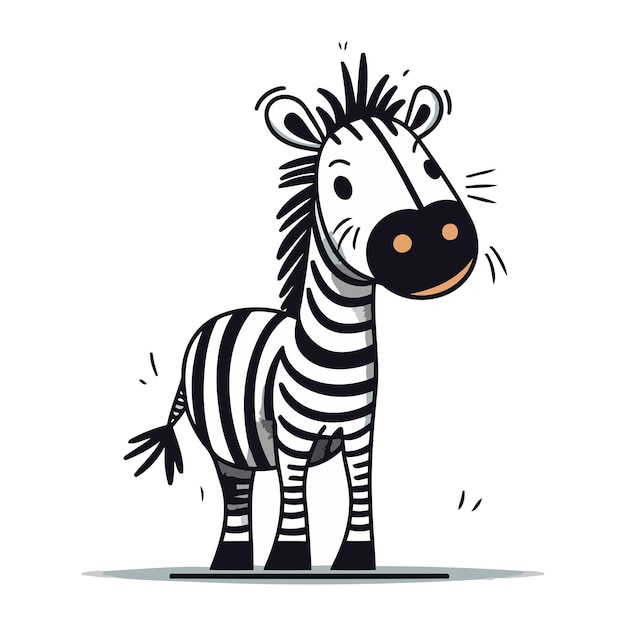 Zebra isolated on white background Cute cartoon vector illustration