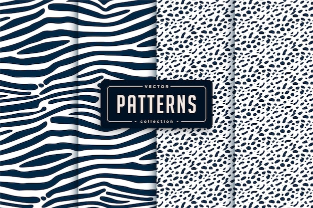 Zebra and leopard skin patterns animal seamless patterns