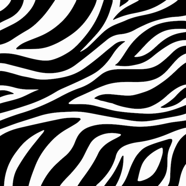 Zebra Pattern Background Abstract Wild Animal Skin Print Design Flat Vector Illustration