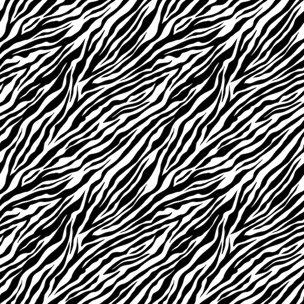 Zebra seamless pattern Black and white zebra stripes Vector zoo fabric skin material Animal print