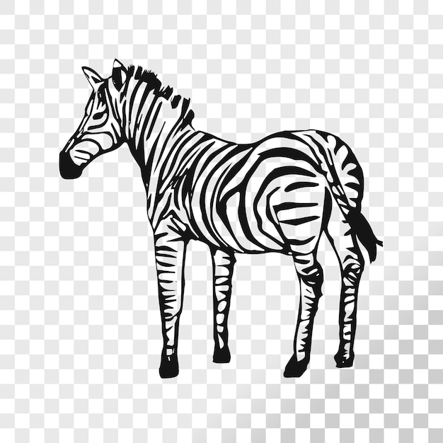 Zebra sketch isolated on transparent background.