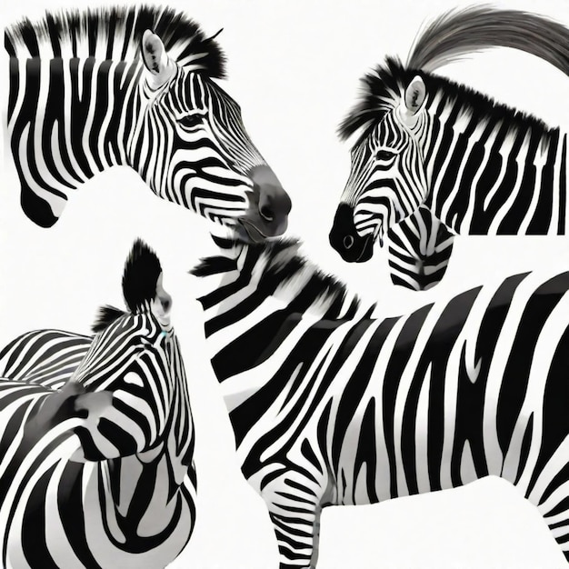 Zebra stripes detailed vector set