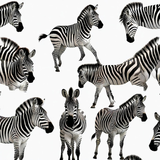 Zebra vector set white background isolated a high quality