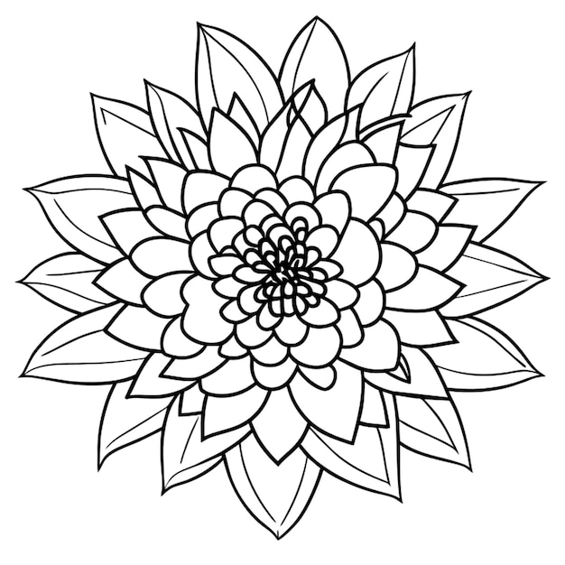 zen flowers colouring page dahlia flowercoloring book antistress for children and adults