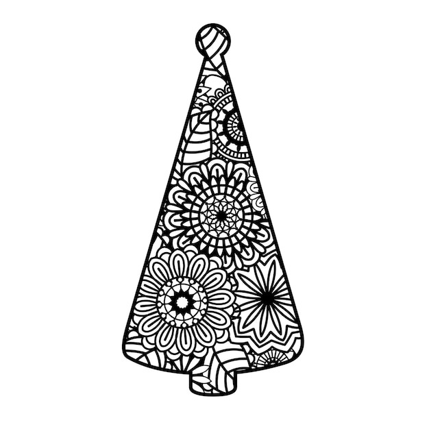 Zentangle christmas decor isolated on white background