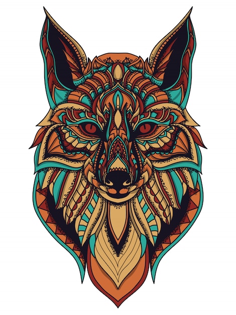 zentangle fox vector illustration