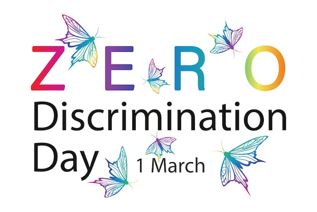 Zero Discrimination day poster with butterflies vector illustration