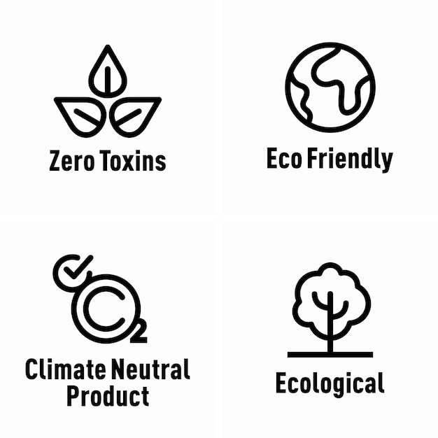 Zero Toxins Eco Friendly Climate Neutral Ecological vector information signs