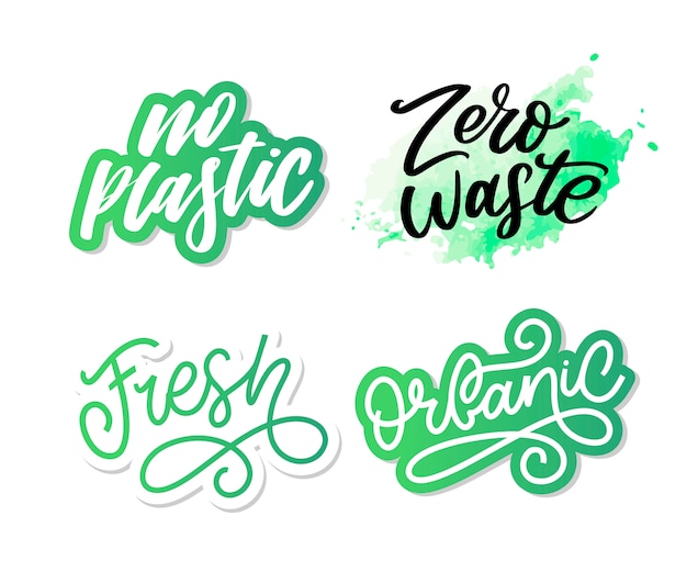 Zero waste conception Green Eco Ecology lettering text 