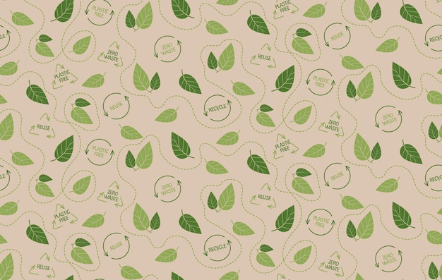 Zero waste and plastic free concepts seamless pattern