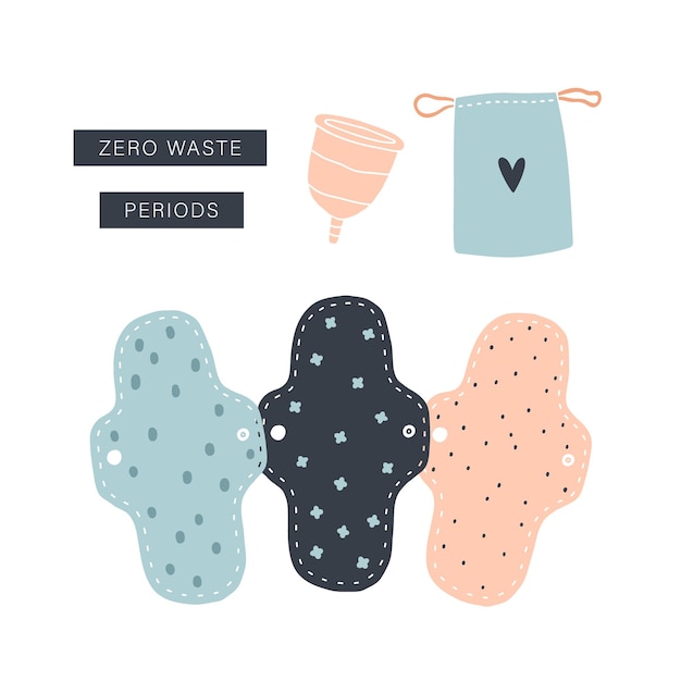 Zero waste reusable pads and menstrual cup. 