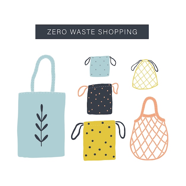 Zero waste shopping toolkit flat lay 