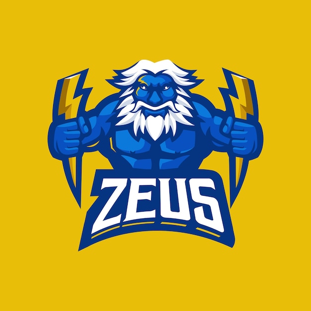 Zeus holding lightning mascot logo