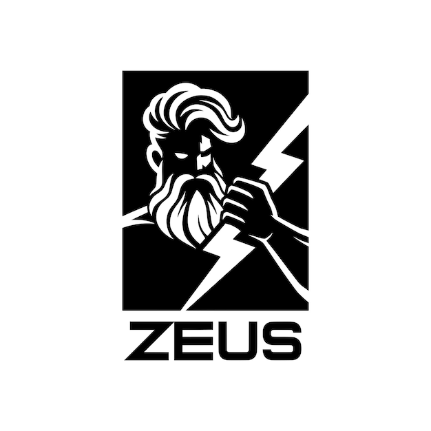 Vector zeus logo holding lightning bolt