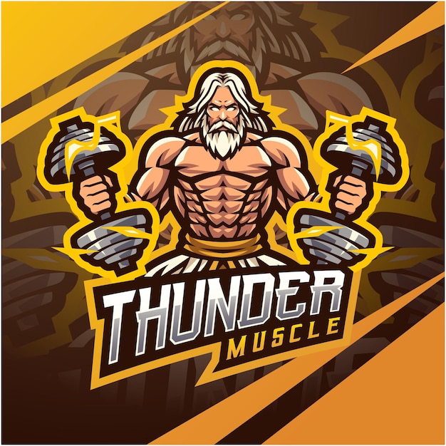 Zeus thunder musle mascot logo