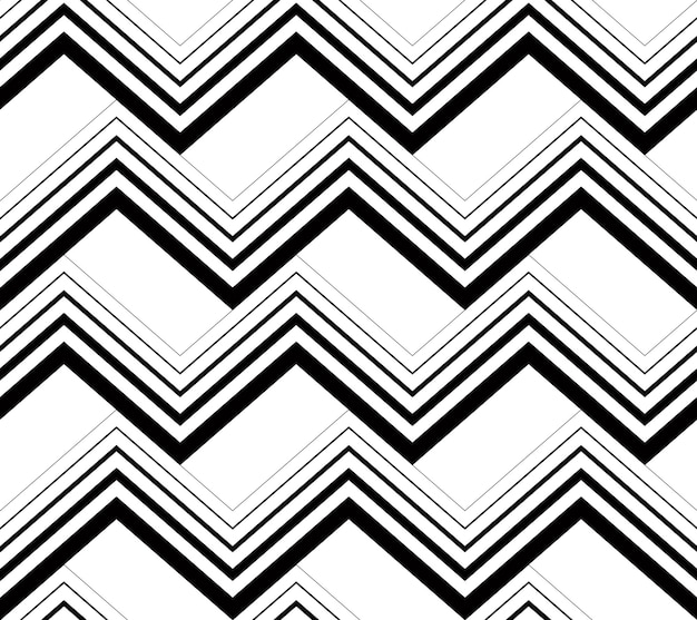 Zig zag black and white geometric seamless pattern, vector background.