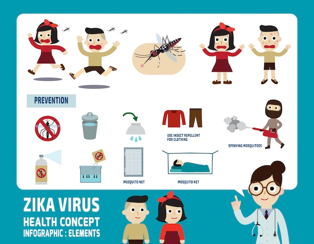 zika virus infographic elements health care concept vector illustration