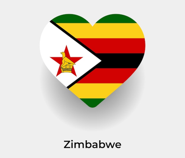 Zimbabwe flag heart shape icon vector illustration