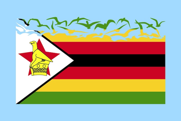 Zimbabwe flag with freedom concept Zimbabwe flag transforming into flying birds vector