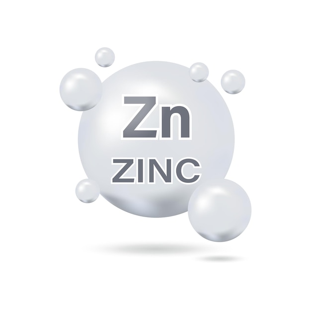 The zinc mineral icon is highlighted on a white background. Vector 3d illustration.