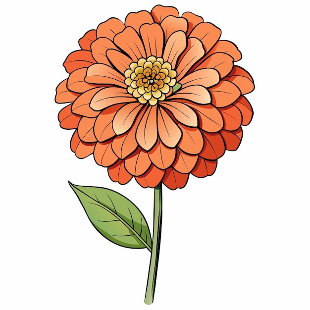 Vector zinnia cartoon style icon vector clipart illustration