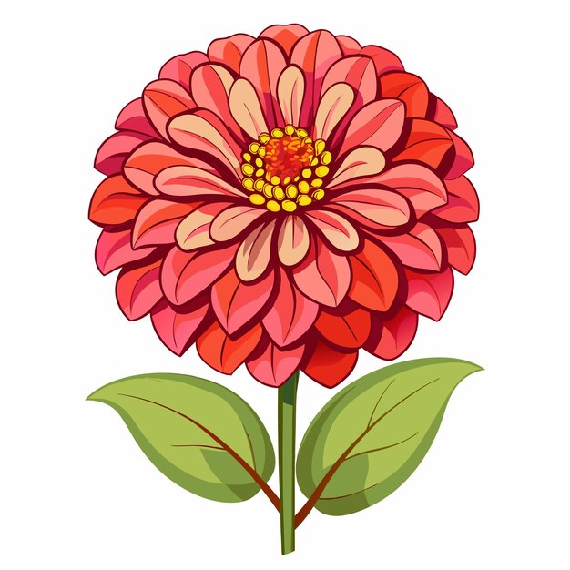 Vector zinnia flower clipart cartoon style vector illustration