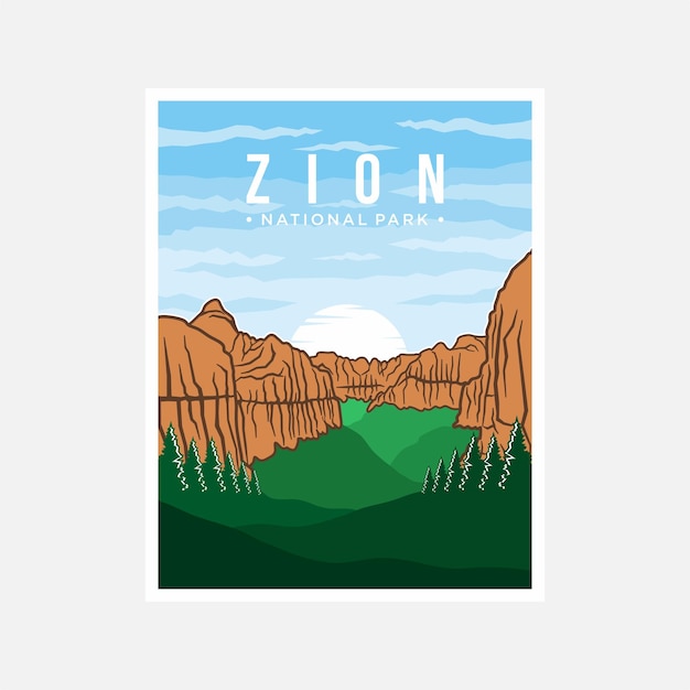 Vector zion national park poster vector illustration design