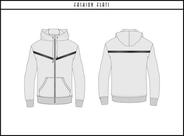 Vector zipper hoodie fashion flats