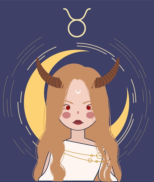 Zodiac Girl Taurus  Illustration. Astrology Illustration.