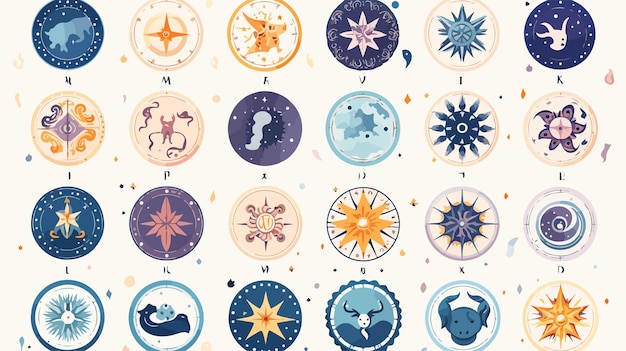 Vector zodiac horoscope astrology star signs symbols icon