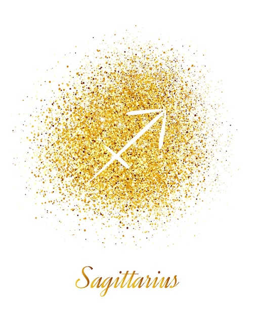 Zodiac sign Sagittarius on gold background