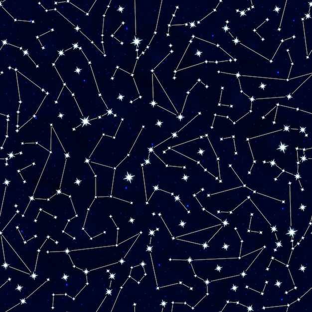 Zodiac signs. All horoscope constellation stars. Abstract seamless pattern. 