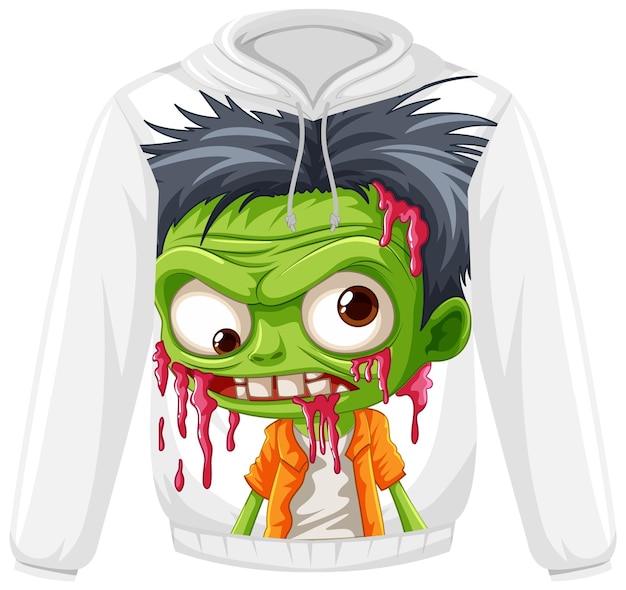 Zombie Cartoon Character Screening on Hoodie