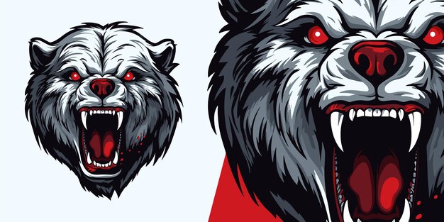 Vector zombie evil bear logo mascot eyecatching illustration for sport and esport gaming teams