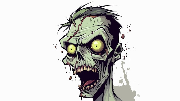 Vector zombie face drawing style isolated vector illustration