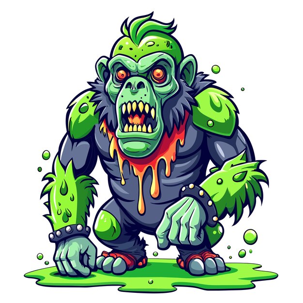 Vector zombie gorilla slime vector for spooky scenery