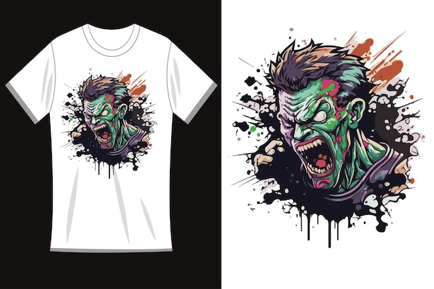 Zombie halloween party mascot logo on tshirt design template illustrations