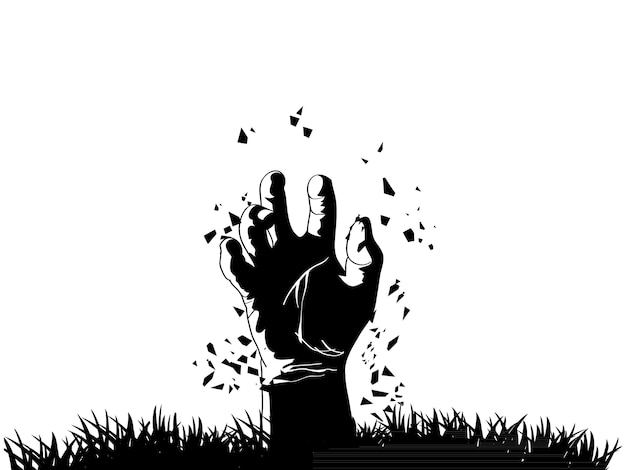 Zombie hand coming out from grave