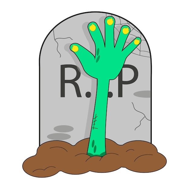 Zombie hand on the grave Vector illustration All elements are isolated