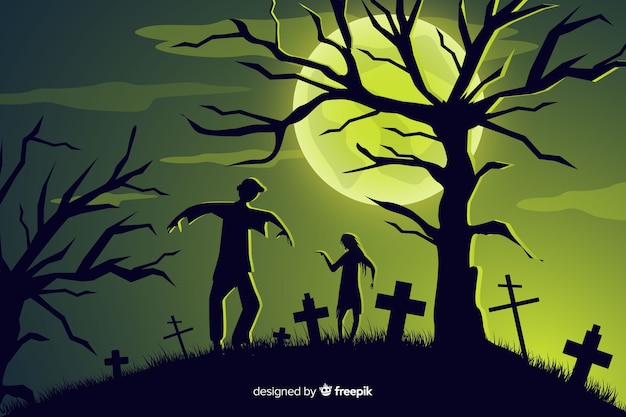 Vector zombie invasion halloween background