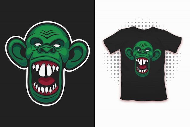 Zombie monkey print for t-shirt design