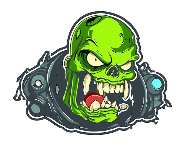 zombie monster slime angry consistent outline tshirt design hand drawn illustration vector