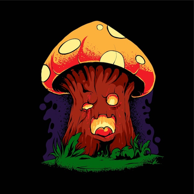 Zombie Mushroom Illustration, perfect for T-shirt, Apparel or merchandise design