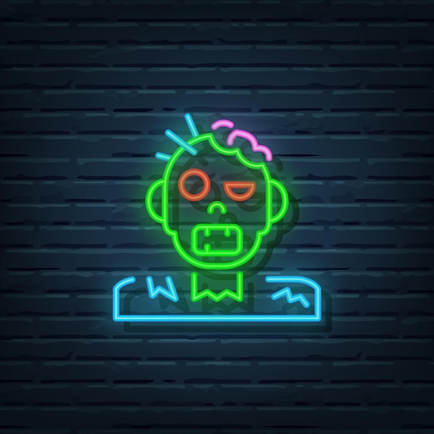 Zombie Neon Sign Vector Elements