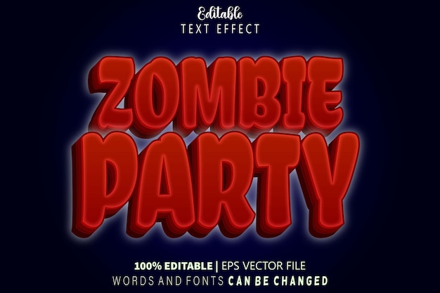 Zombie Party Editable Text Effect Emboss Cartoon Style