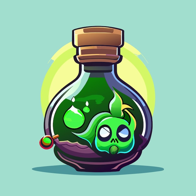 Zombie potion cartoon style illustration